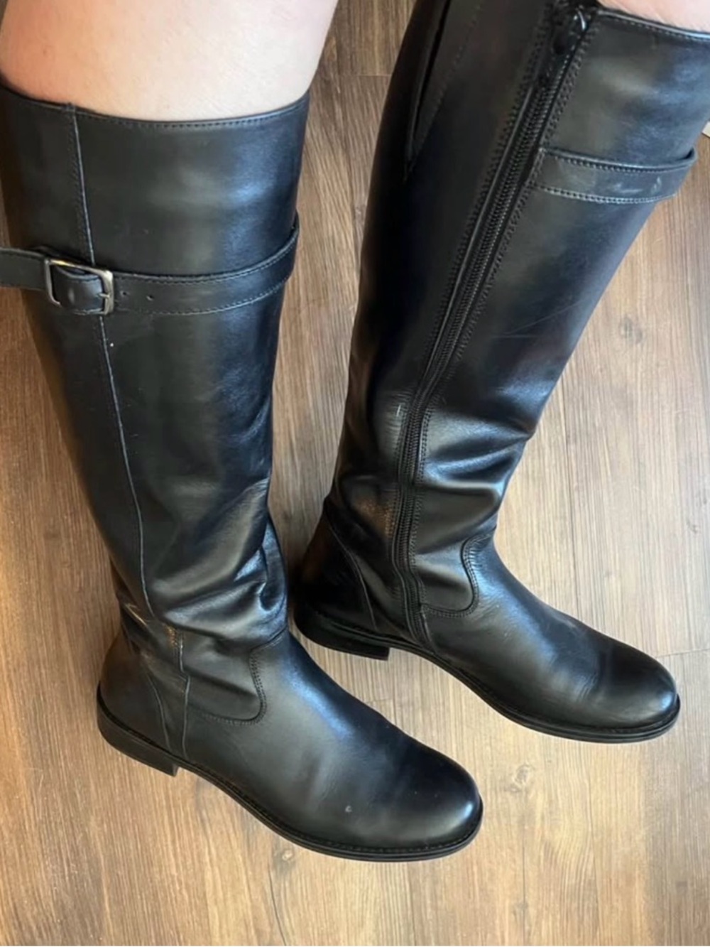 Italian Shoemakers Black Knee Leather Boots